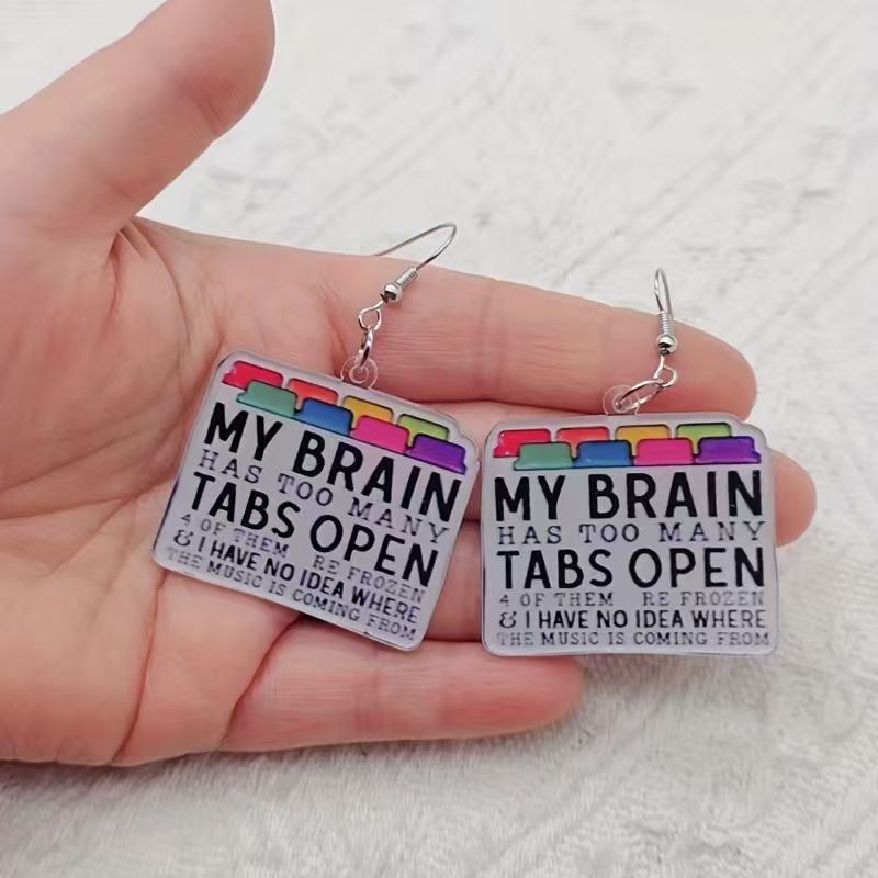 Earrings - 10pcs acrylic colored letter earrings, women's