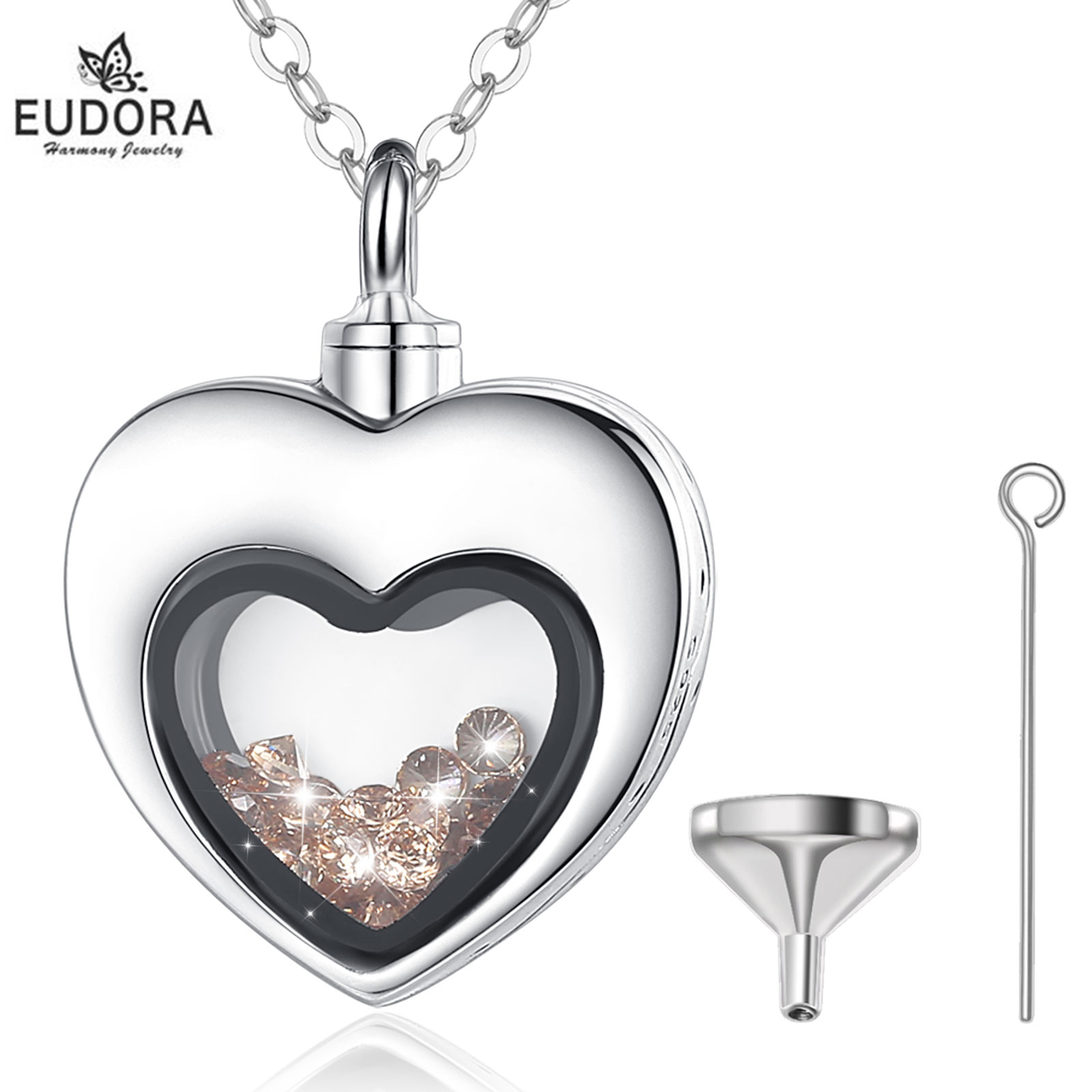 Heart Locket Necklace Photo - Eudora Sterling Silver Heart Locket Heart