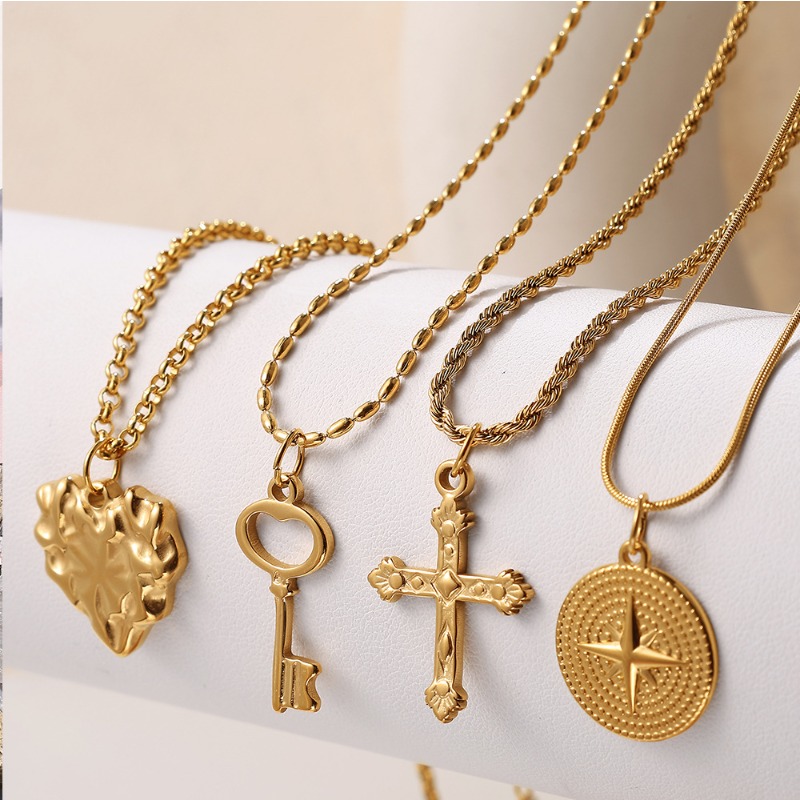 1Pc Stainless Steel Pendant Pl - Cross Pendant Necklace Gold 评论和价格