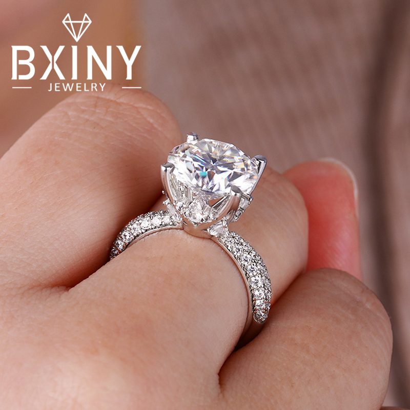 BXINY D Color 5CT Moissanite R - Moissanite Engagement Ring 1 Carat 评论和价格
