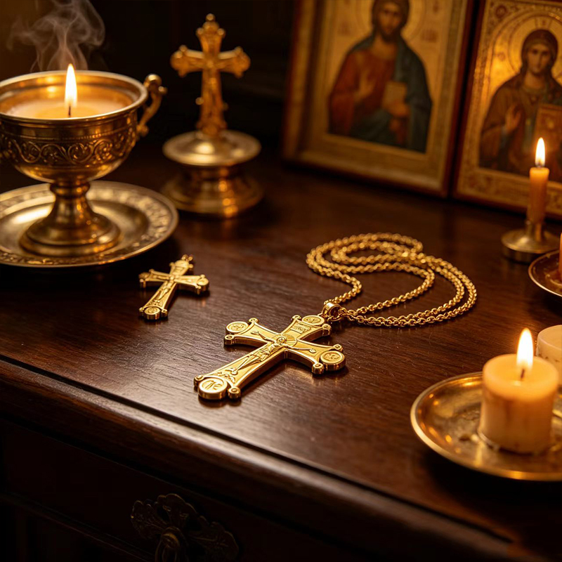 Premium Orthodox Crucifix Neck - Cross Pendant Necklace Gold 评论和价格
