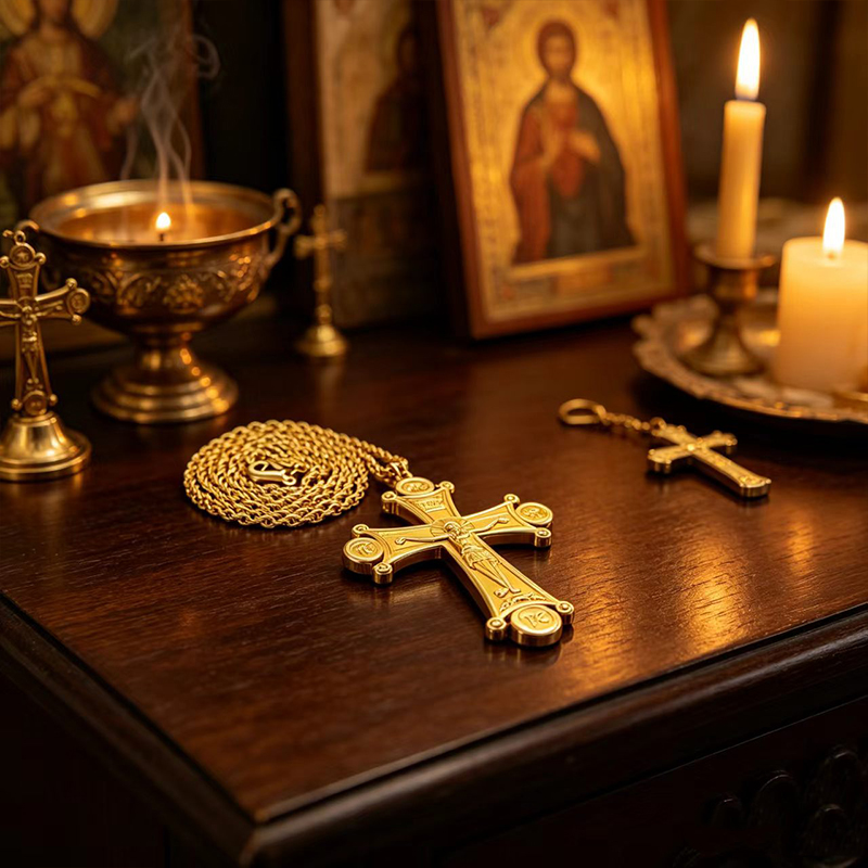 Premium Orthodox Crucifix Neck - Cross Pendant Necklace Gold 评论和价格