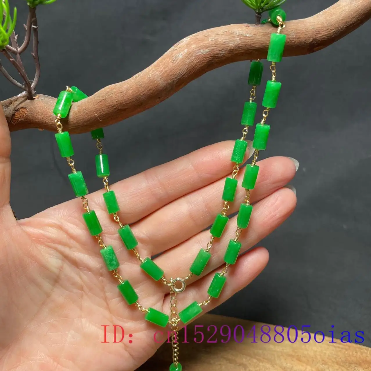 Green Jade Beaded Necklace Vin - Necklaces 评论和价格