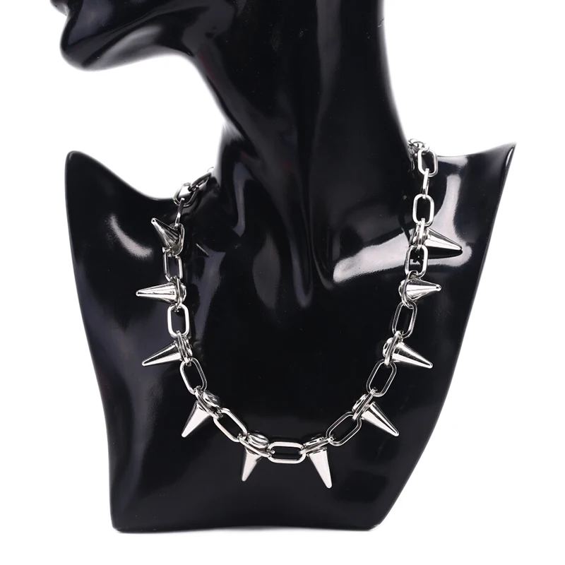 Goth Rock Biker Spike Rivet Co - Goth Punk Spike Choker 评论和价格