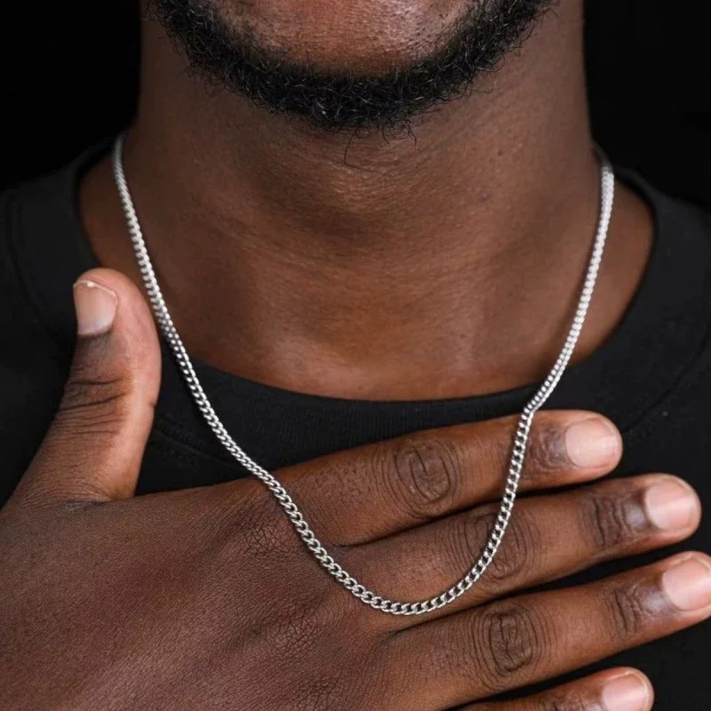 2mm Men's Cuban Chain Necklace - 925 Sterling Silver Chain Necklace Men 评论和价格