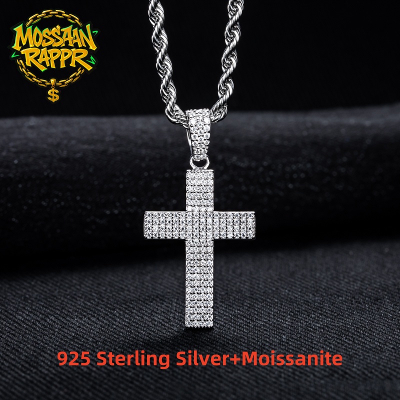 MossanRappr Moissanite Bling C - 925 Sterling Silver Chain Necklace Men 评论和价格