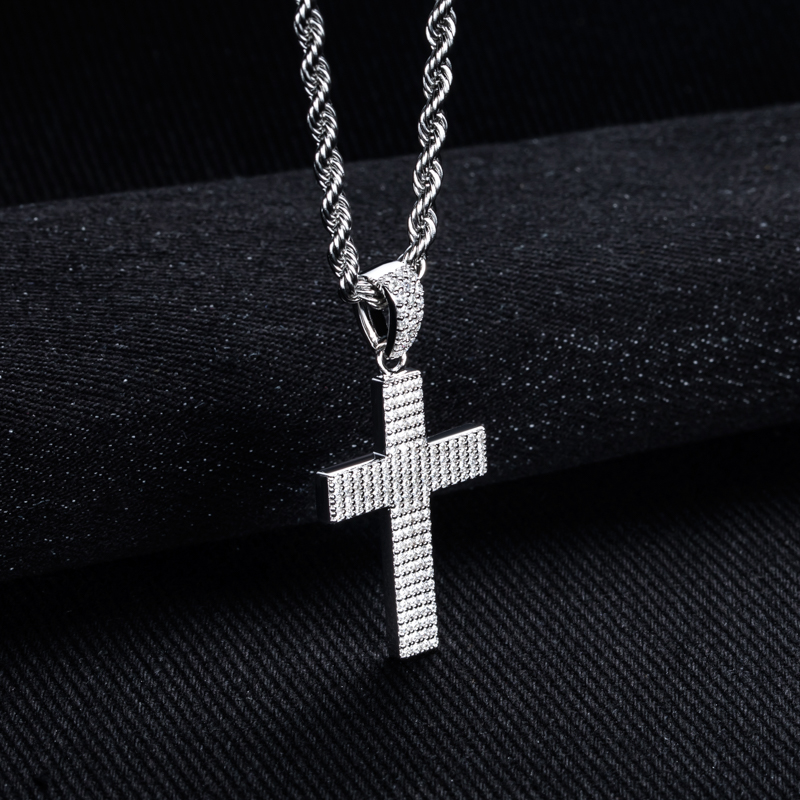 MossanRappr Moissanite Bling C - 925 Sterling Silver Chain Necklace Men 评论和价格