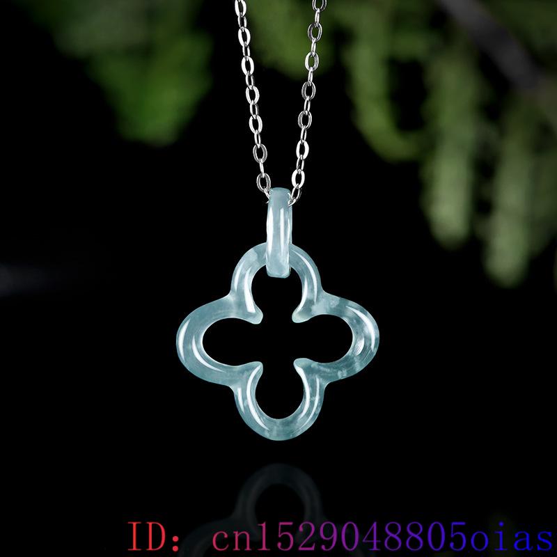 Blue Myanmar Jadeite Four Leaf - Necklaces 评论和价格
