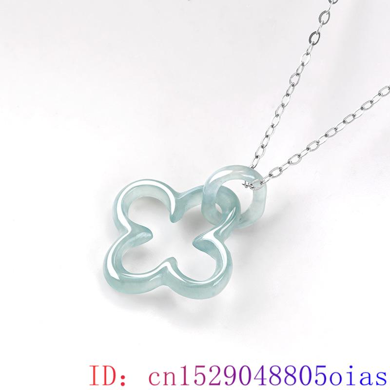 Blue Myanmar Jadeite Four Leaf - Necklaces 评论和价格