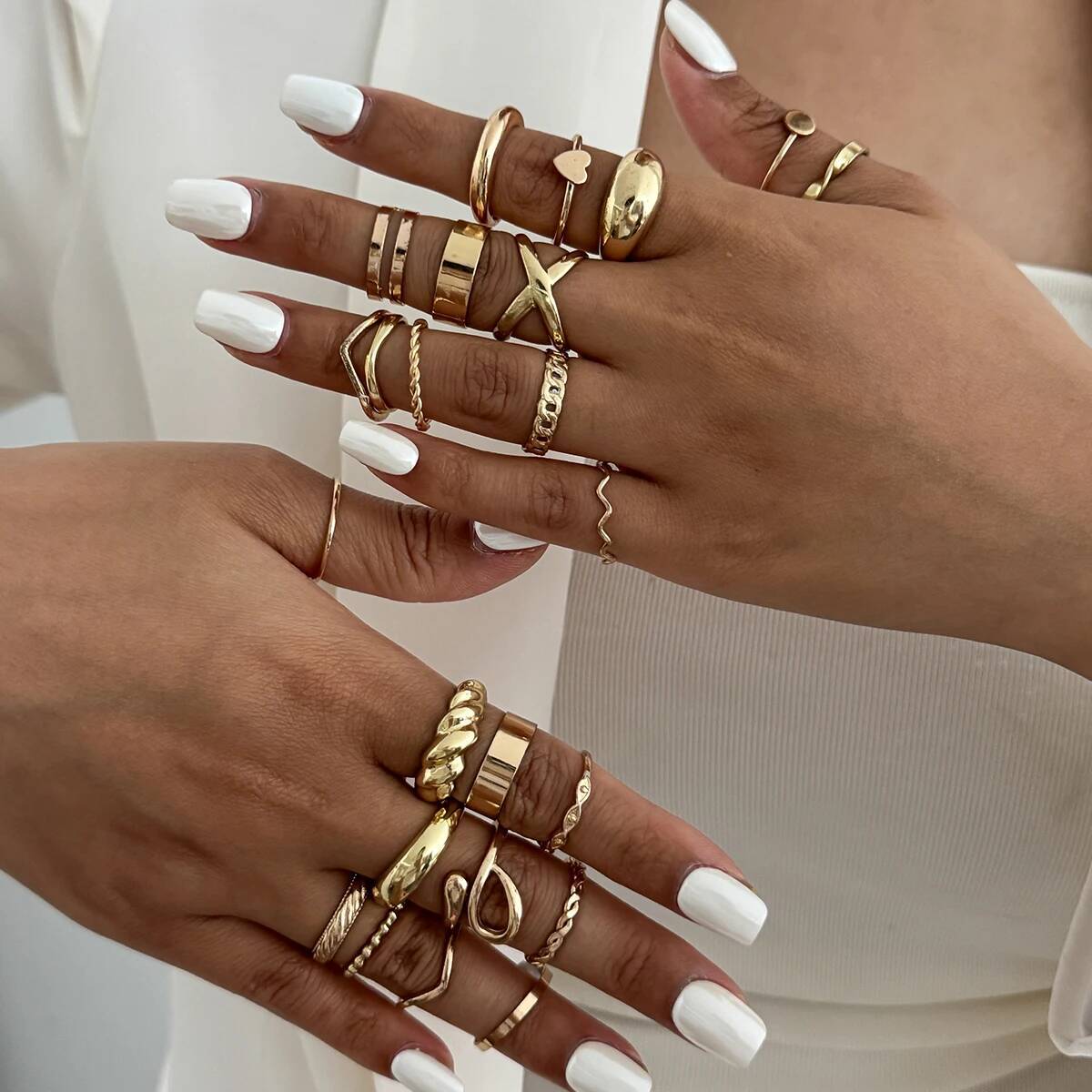 SHIXIN 24Pcs/Set Trendy Irregu - Vintage Punk Knuckle Rings Set 评论和价格